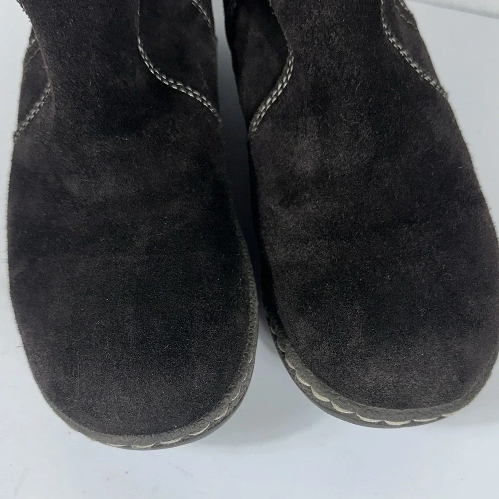 Bass Chill Women 9M Brown Suede Tall Boots Faux Fur Boho Prairie Granola Winter